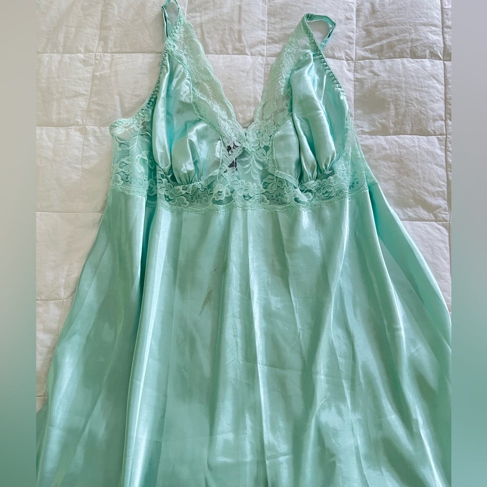 Vintage teal slip dress nightgown